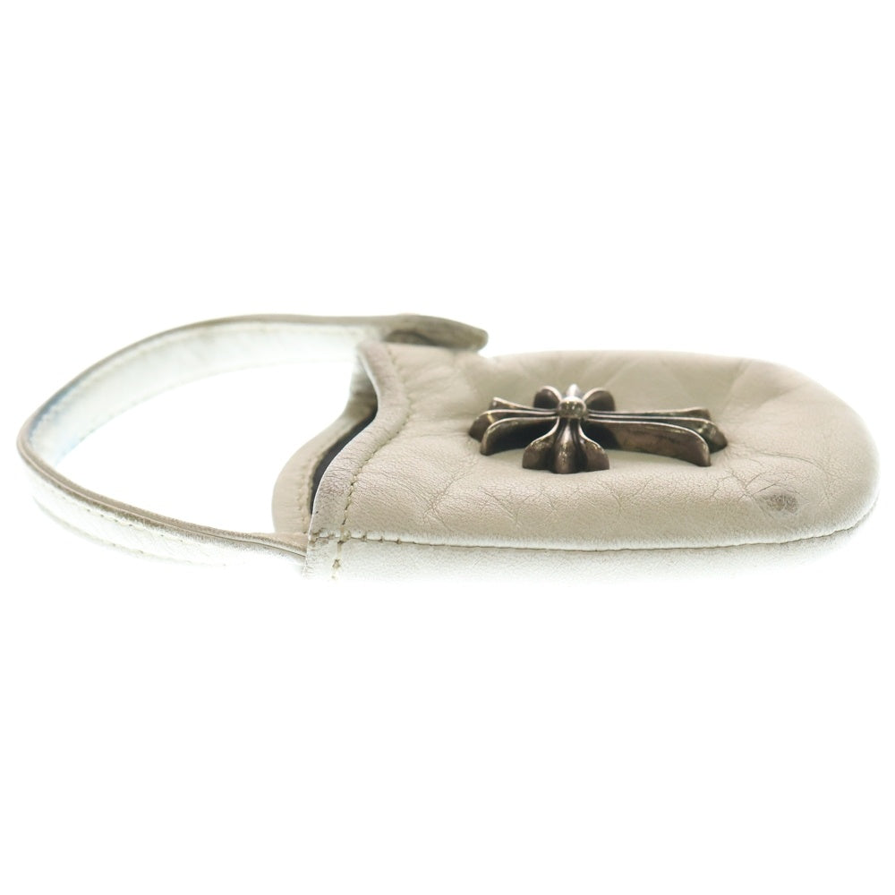 CHROME HEARTS(クロムハーツ) PHONE POUCH W/CH CROSS スモールCHクロス レザーフォンポーチ ホワイト