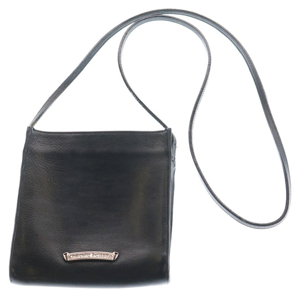 CHROME HEARTS(クロムハーツ) SQ PKT CH CROSS スクエアポケットCHクロス レザークロスパッチショルダーバッグ ブラック/シルバー