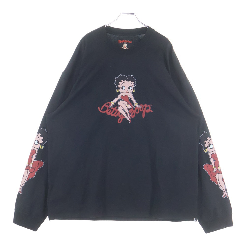 mastermind JAPAN(マスターマインドジャパン) 25AW WORLD×BETTY BOOP ワールド ベティブープ ボクシーフィットプリント長袖Tシャツ MW25C15-TS206 ブラック/レッド