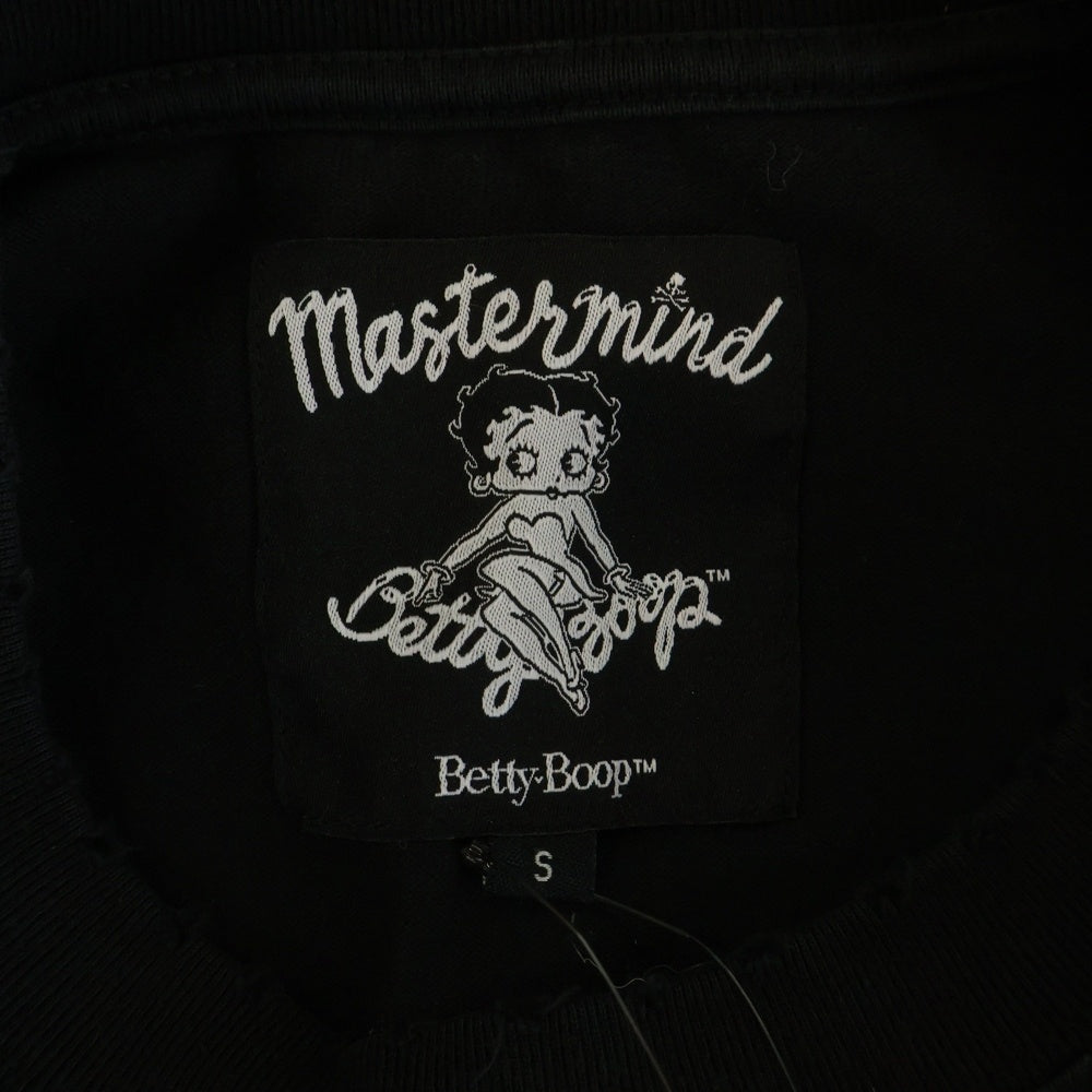 mastermind JAPAN(マスターマインドジャパン) 25AW WORLD×BETTY BOOP ワールド ベティブープ ボクシーフィットダメージ加工プリント長袖Tシャツ MW25C15-TS208 ブラック