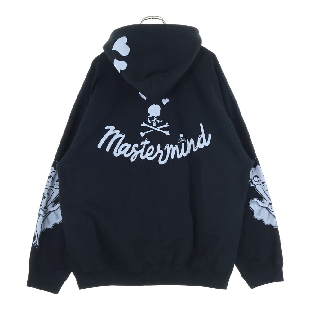 mastermind JAPAN(マスターマインドジャパン) 25AW WORLD×BETTY BOOP ワールド ベティブープ ボクシーフィットスウェットプルオーバーパーカー MW25C15-SW201 ブラック/レッド