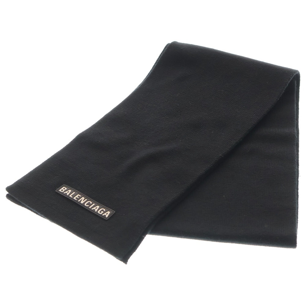 BALENCIAGA(バレンシアガ) PATCH SCARF パッチロゴスカーフ マフラー 822860 ブラック