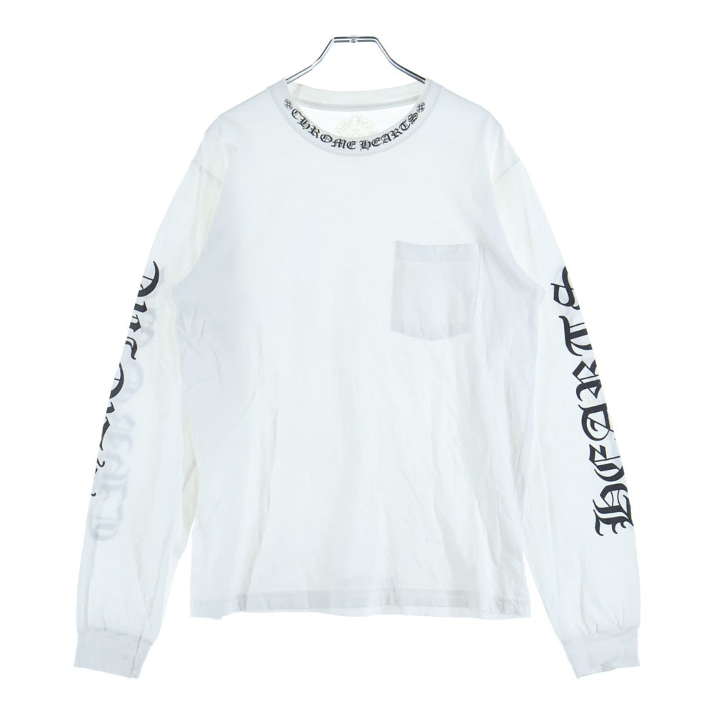 CHROME HEARTS(クロムハーツ) Neck Logo L/S Tee ネックロゴ プリント長袖Tシャツ カットソー ホワイト