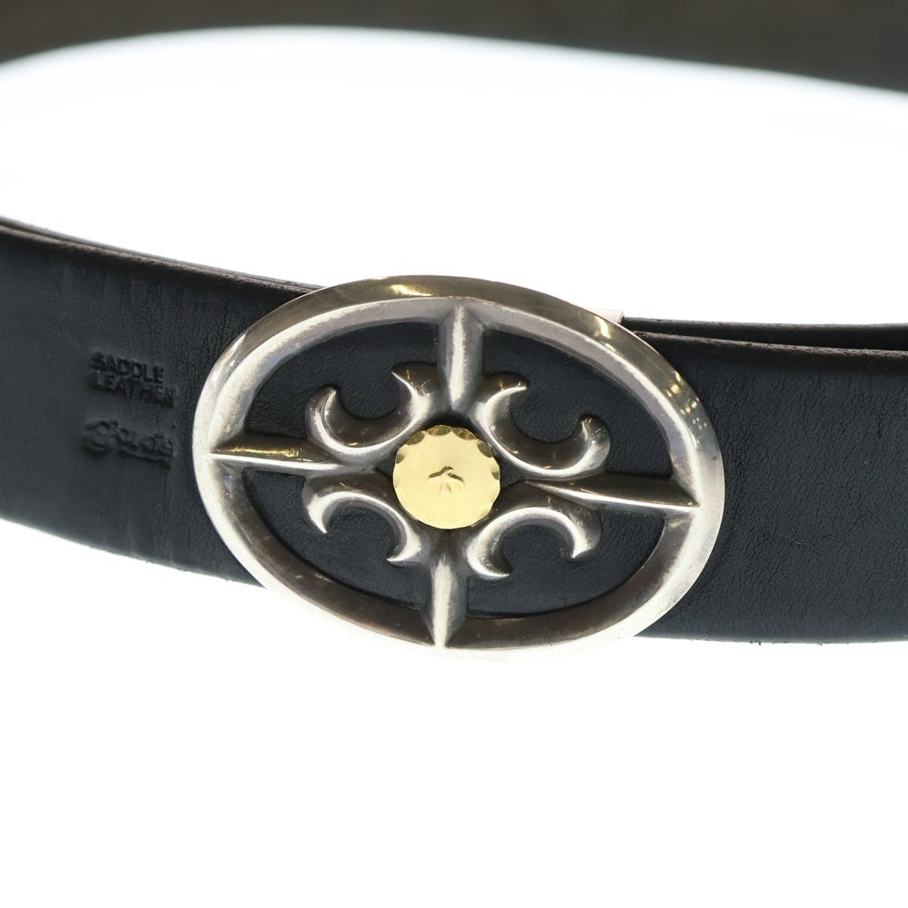 goro's(ゴローズ) 固定式金メタル付き特大風車コンチョ付きベルト シルバーゴールド