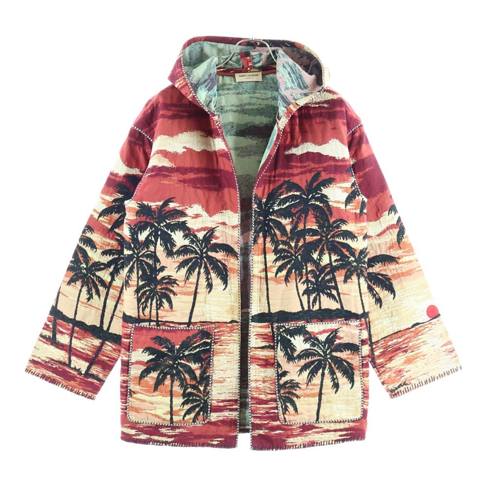 SAINT LAURENT PARIS(サンローランパリ) 16SS パームツリージャガード総柄フードジャケット 417953 Y985L レッド/マルチ