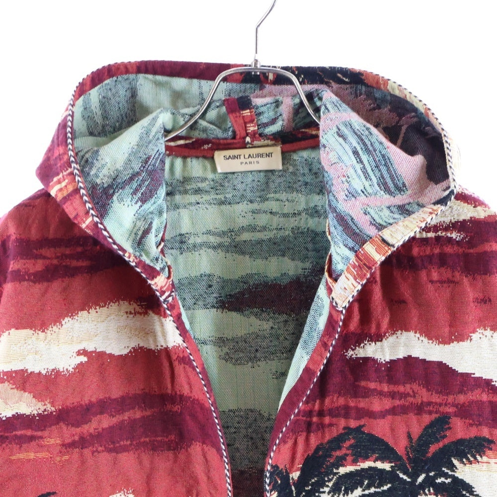 SAINT LAURENT PARIS(サンローランパリ) 16SS パームツリージャガード総柄フードジャケット 417953 Y985L レッド/マルチ