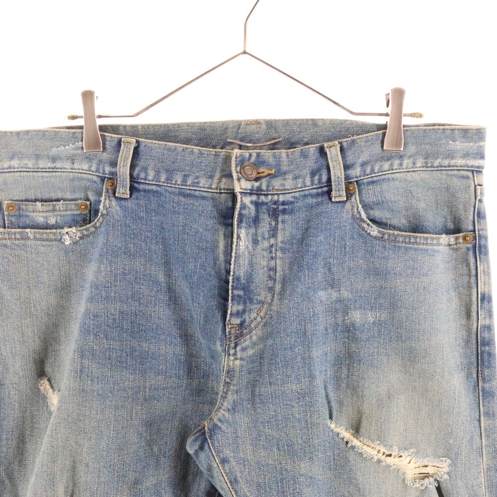 SAINT LAURENT PARIS(サンローランパリ) 15AW デストロイクラッシュデニムパンツ 391659 Y915I インディゴブルー