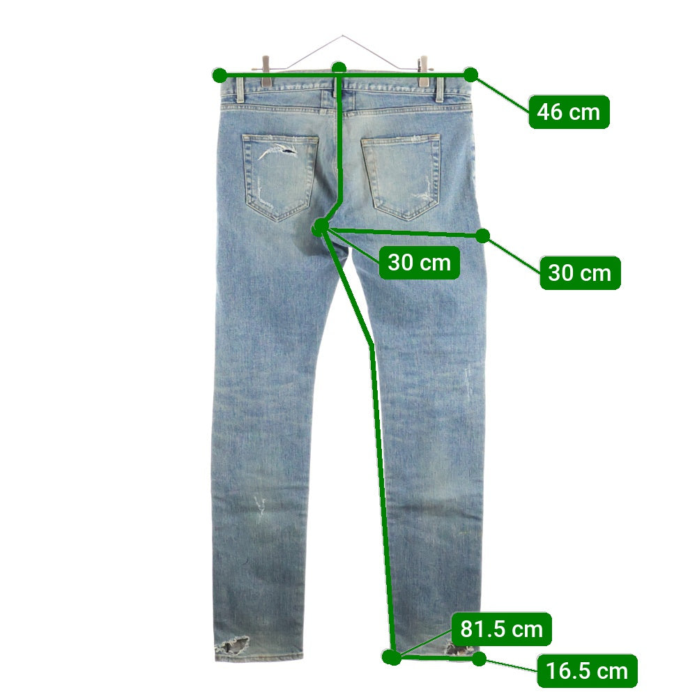 SAINT LAURENT PARIS(サンローランパリ) 15AW デストロイクラッシュデニムパンツ 391659 Y915I インディゴブルー