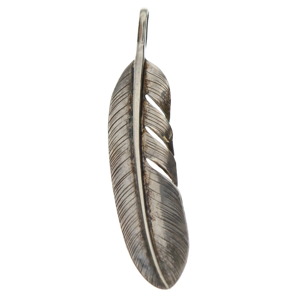 鷲見太郎(ワシミタロウ) L old feather 02 S K18 flower metal 18金フラワーメタル付きLオールドフェザー右向き シルバーゴールド