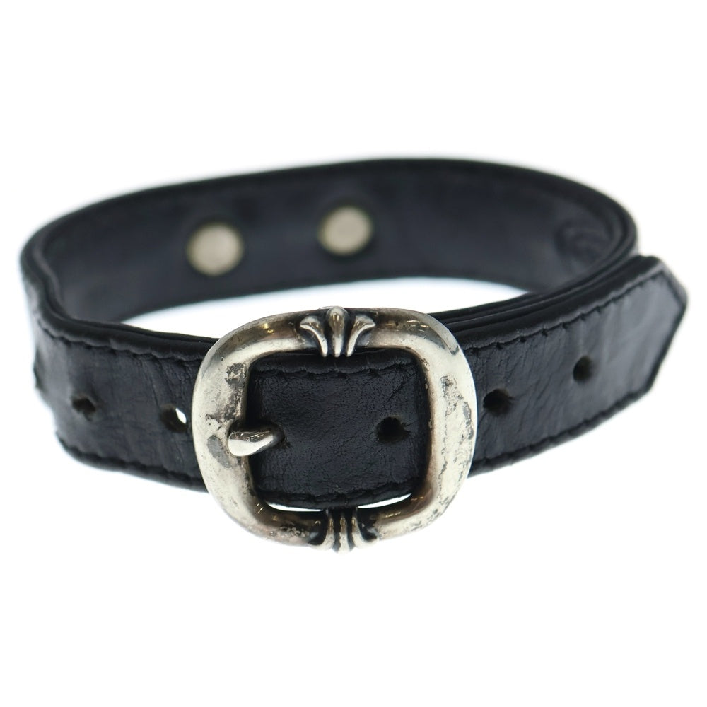 CHROME HEARTS(クロムハーツ) GUNSLINGER ガンスリンガータイニーCHクロス レザーブレスレット ブラック/シルバー BCA412