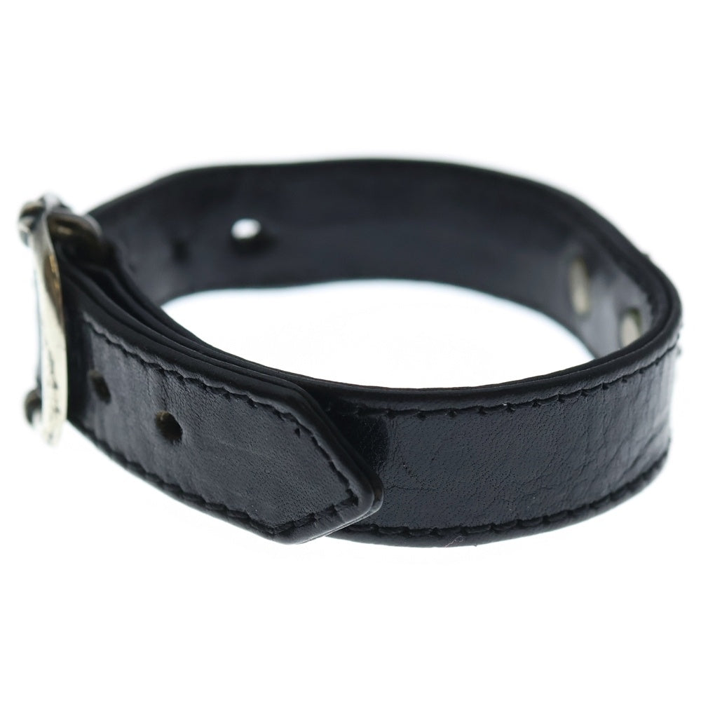 CHROME HEARTS(クロムハーツ) GUNSLINGER ガンスリンガータイニーCHクロス レザーブレスレット ブラック/シルバー BCA412