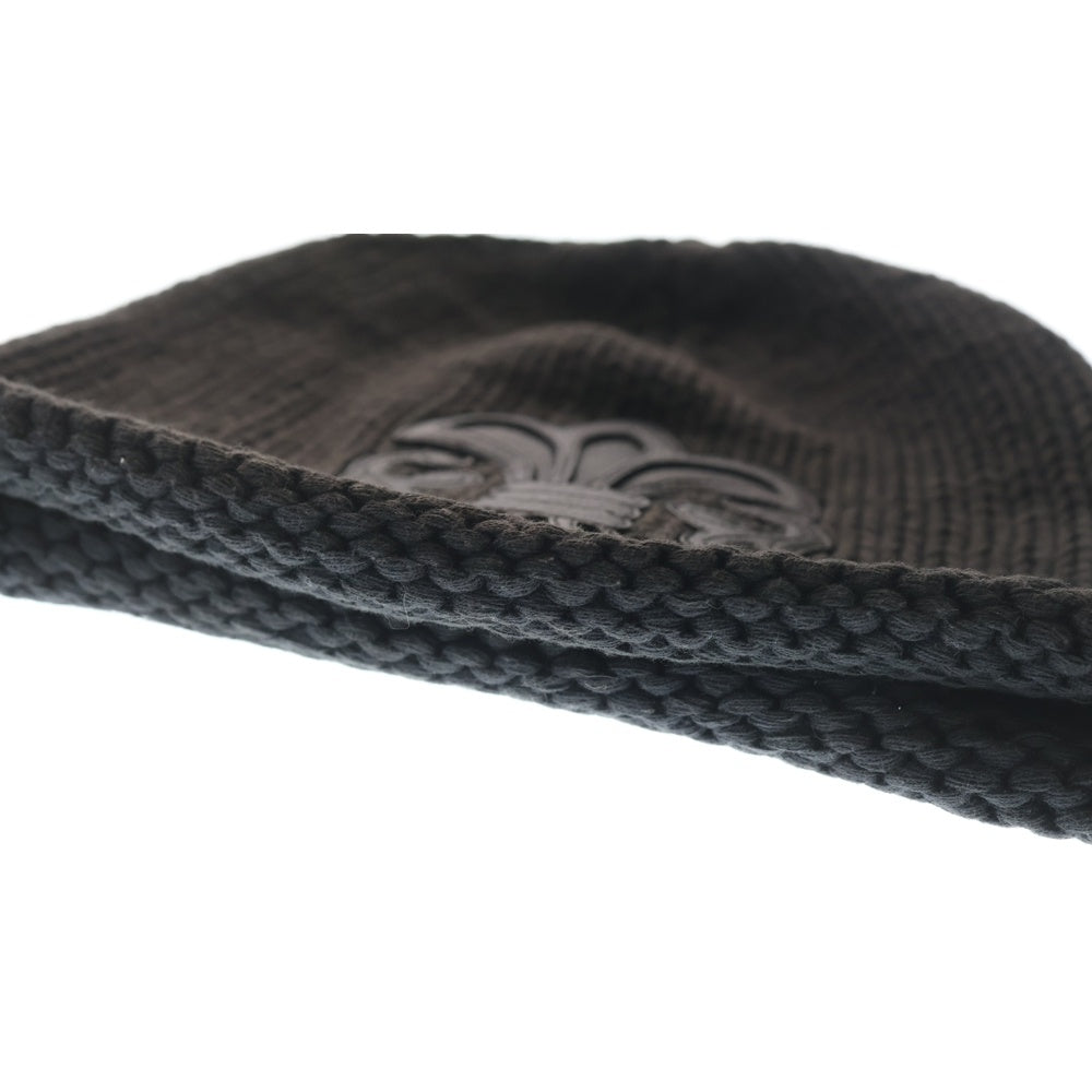 CHROME HEARTS(クロムハーツ) BS FLARE COTTON BEANIE BSフレア コットン ビーニー レザーパッチ BSフレアボタン ニットキャップ ブラック/シルバー