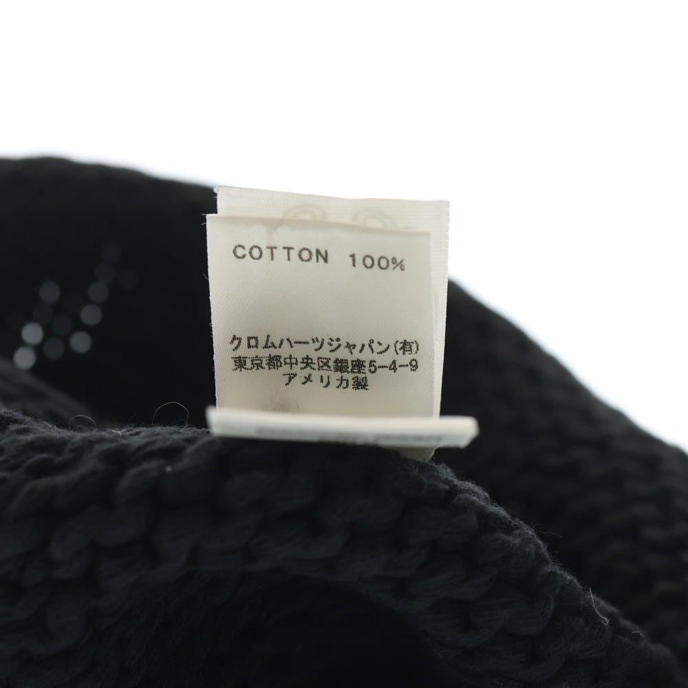 CHROME HEARTS(クロムハーツ) BS FLARE COTTON BEANIE BSフレア コットン ビーニー レザーパッチ BSフレアボタン ニットキャップ ブラック/シルバー