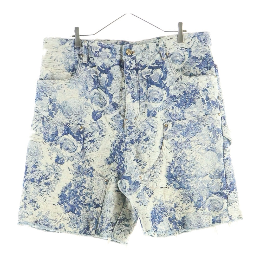 LOUIS VUITTON(ルイヴィトン) 22AW フローラルパターンカーペンターデニムパンツ ハーフパンツ RM222 PM9 HND65W インディゴブルー