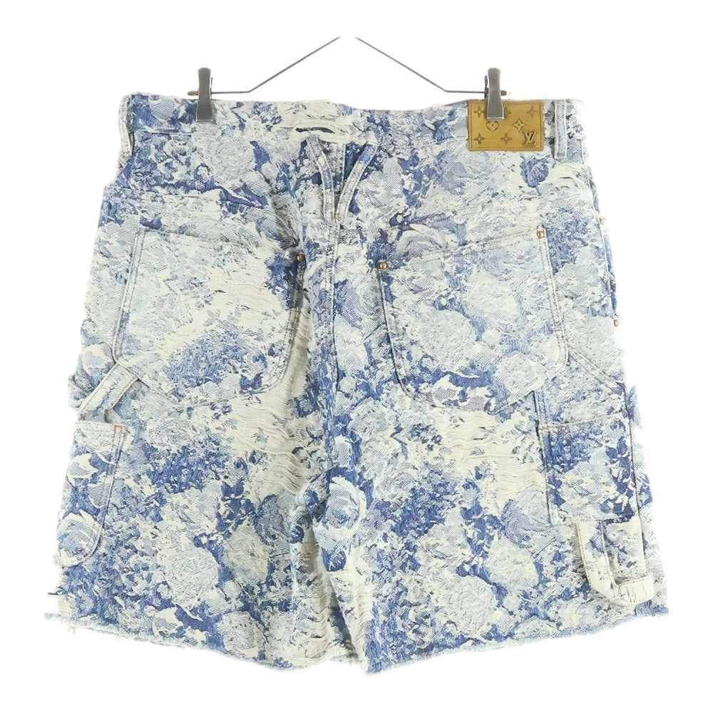 LOUIS VUITTON(ルイヴィトン) 22AW フローラルパターンカーペンターデニムパンツ ハーフパンツ RM222 PM9 HND65W インディゴブルー