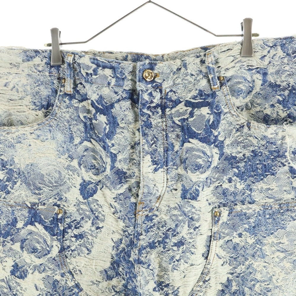 LOUIS VUITTON(ルイヴィトン) 22AW フローラルパターンカーペンターデニムパンツ ハーフパンツ RM222 PM9 HND65W インディゴブルー