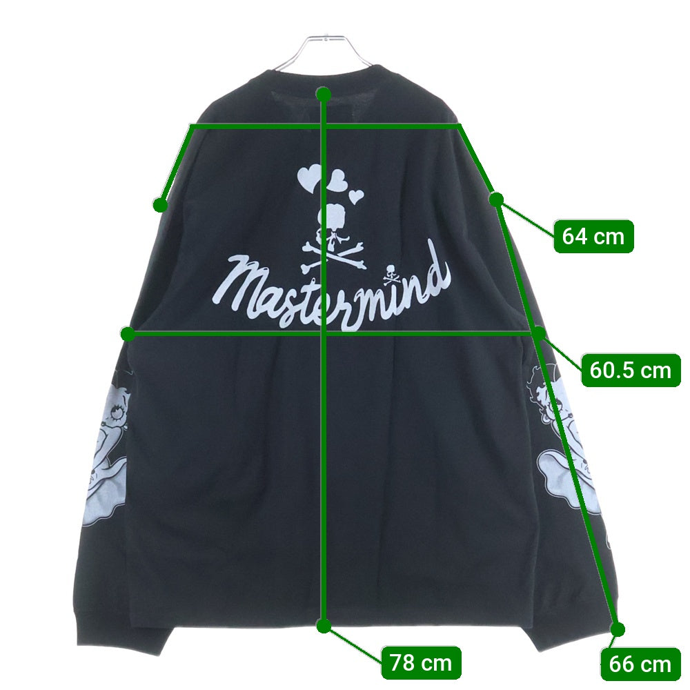 mastermind JAPAN(マスターマインドジャパン) 25AW WORLD×BETTY BOOP ワールド ベティブープ ボクシーフィットプリント長袖Tシャツ MW25C15-TS206 ブラック