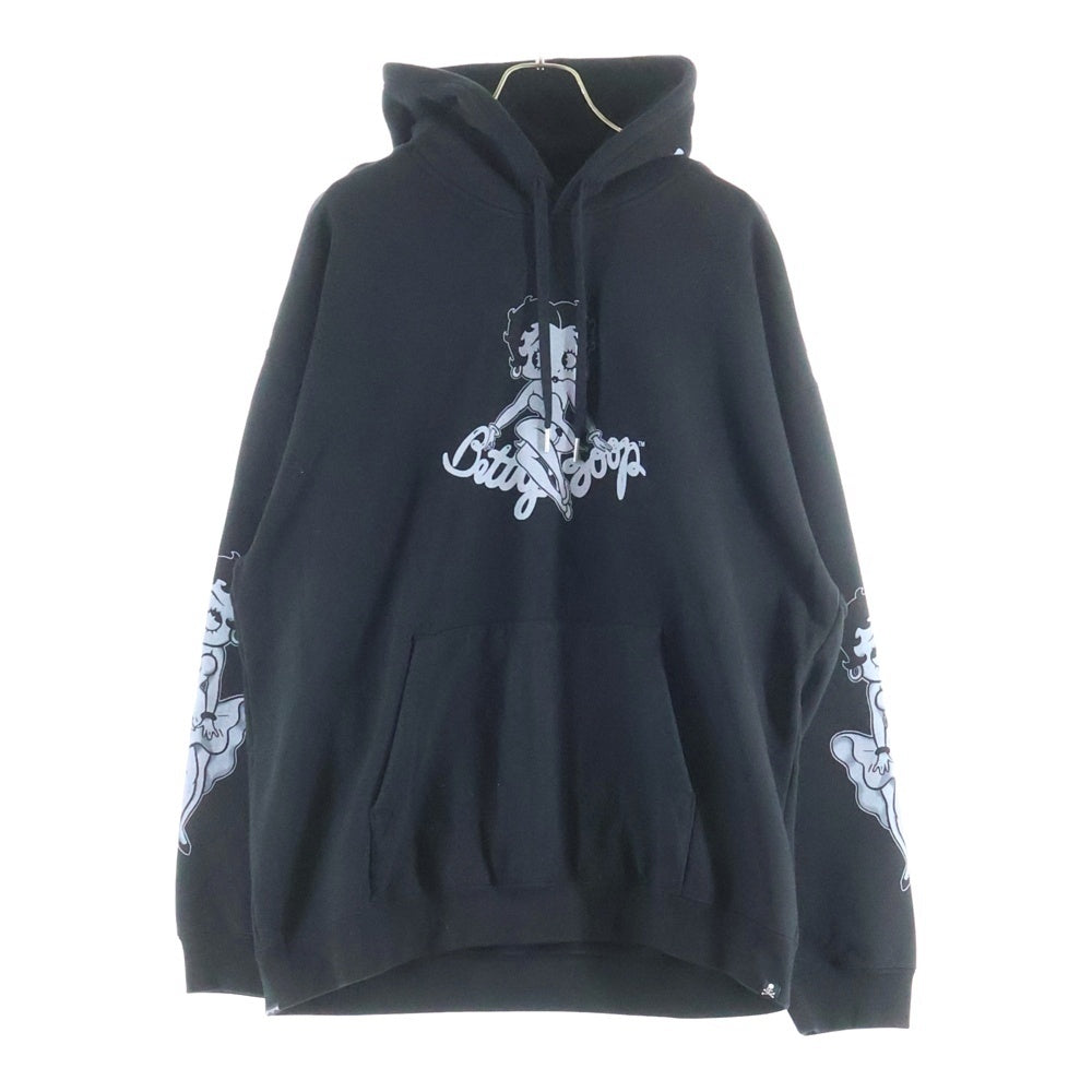 mastermind JAPAN(マスターマインドジャパン) 25AW WORLD×BETTY BOOP ワールド ベティブープ ボクシーフィットスウェットプルオーバーパーカー MW25C15-SW201 ブラック