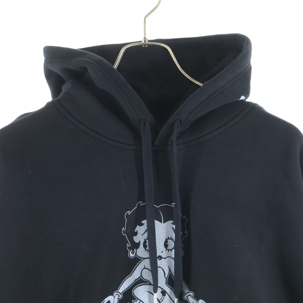mastermind JAPAN(マスターマインドジャパン) 25AW WORLD×BETTY BOOP ワールド ベティブープ ボクシーフィットスウェットプルオーバーパーカー MW25C15-SW201 ブラック