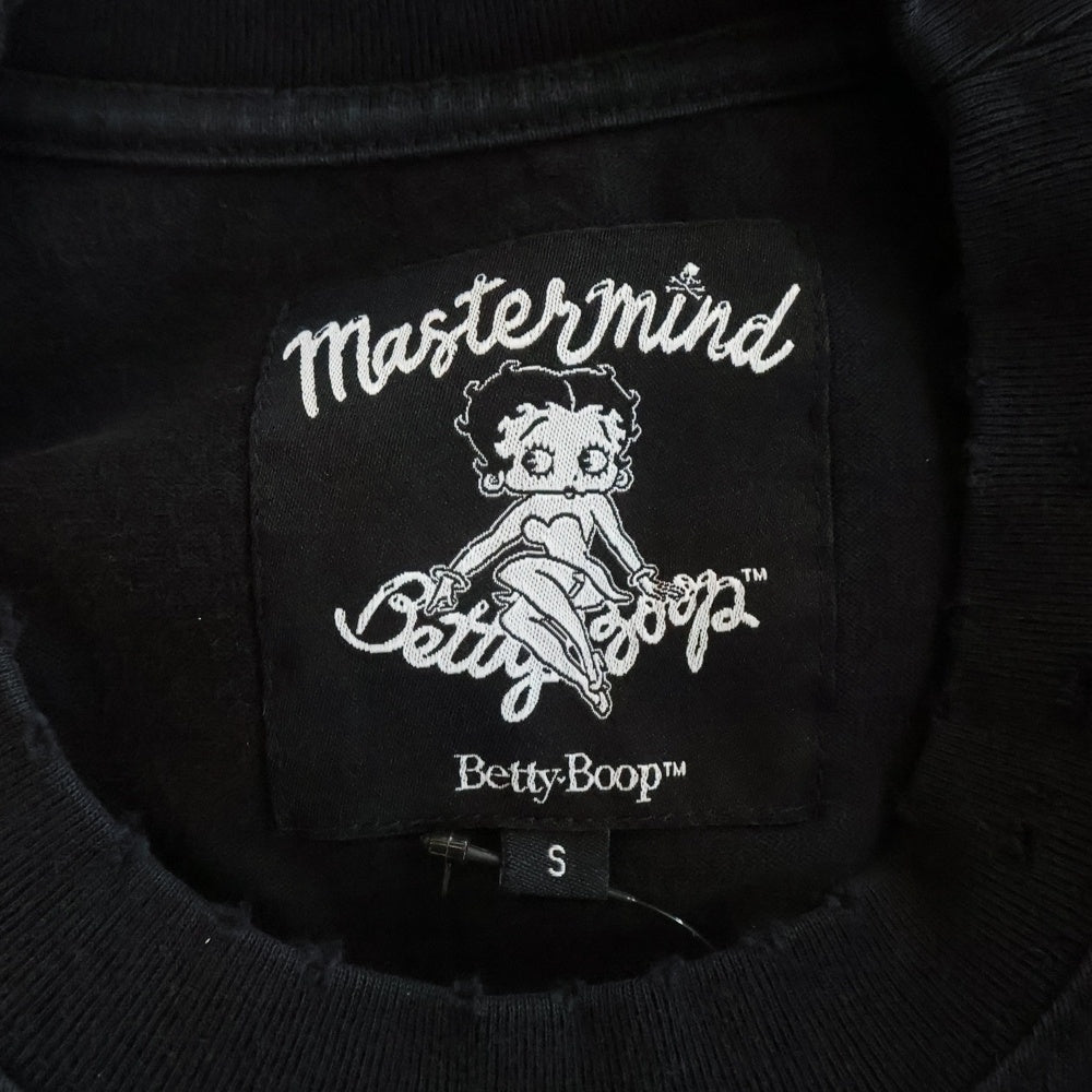 mastermind JAPAN(マスターマインドジャパン) 25AW WORLD×BETTY BOOP ワールド ベティブープ ボクシーフィットダメージ加工プリント長袖Tシャツ MW25C15-TS208 ブラック
