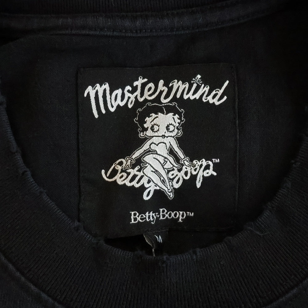 mastermind JAPAN(マスターマインドジャパン) 25AW WORLD×BETTY BOOP ワールド ベティブープ ボクシーフィットダメージ加工プリント長袖Tシャツ MW25C15-TS208 ブラック