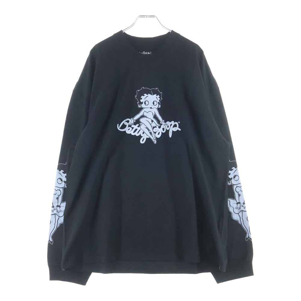 mastermind JAPAN(マスターマインドジャパン) 25AW WORLD×BETTY BOOP ワールド ベティブープ ボクシーフィットプリント長袖Tシャツ MW25C15-TS206 ブラック