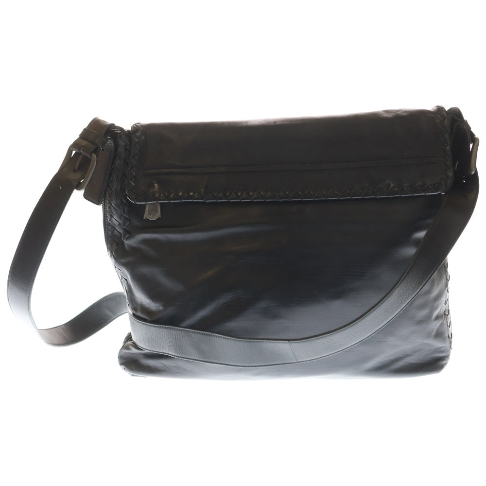 BOTTEGA VENETA(ボッテガヴェネタ) イントレチャート サイドジップレザーメッセンジャーバッグ ブラック