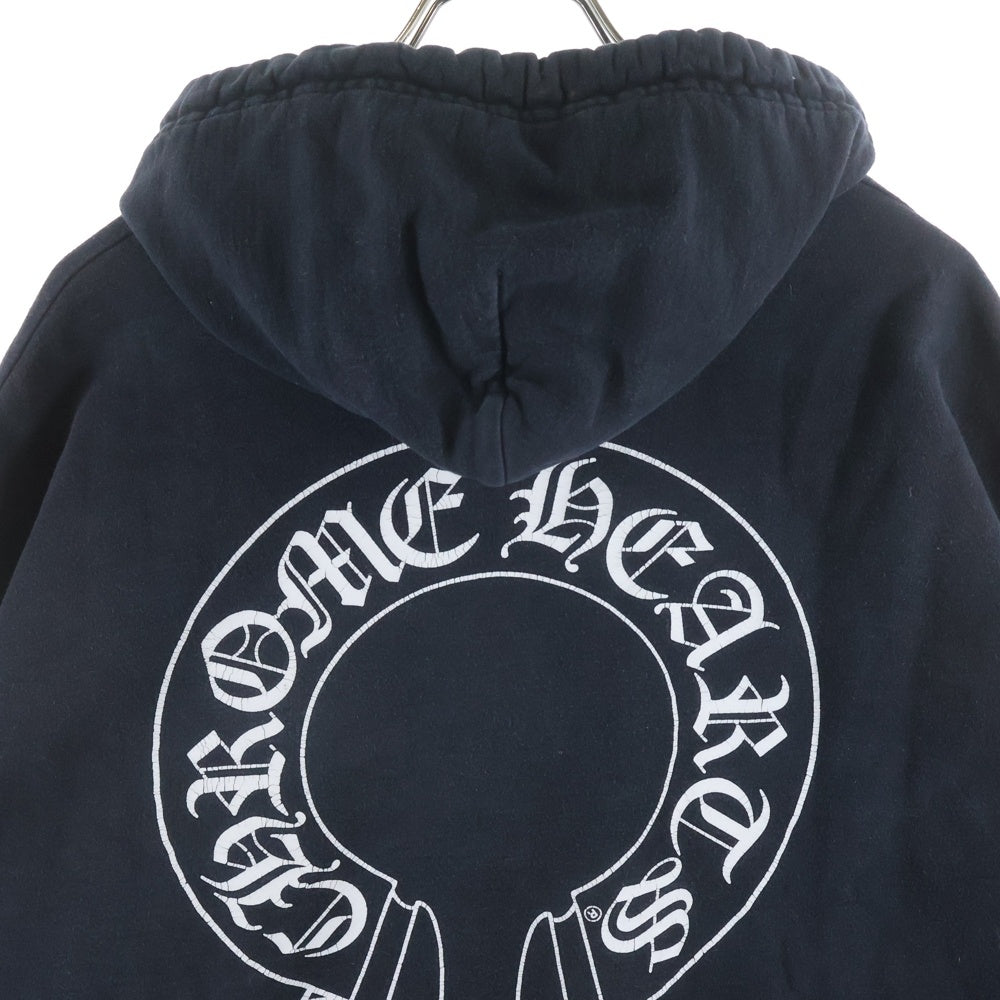 CHROME HEARTS(クロムハーツ) SWTSHRT PLVR 袖フローラルバックホースシュープリントプルオーバーパーカー フーディー ブラック