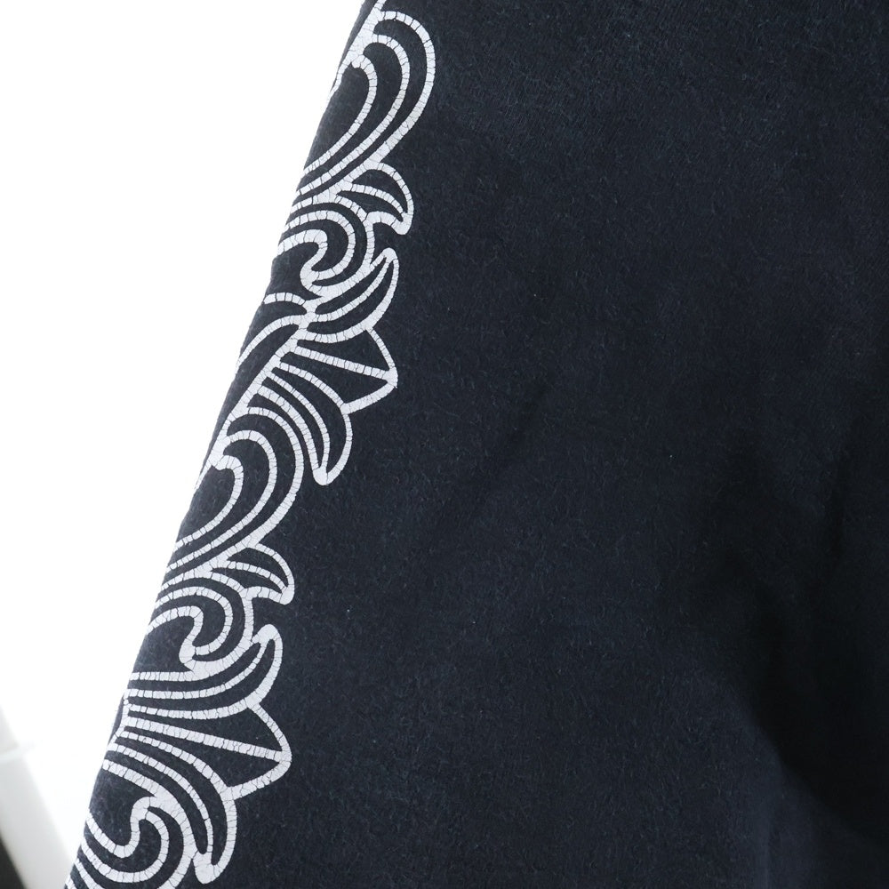CHROME HEARTS(クロムハーツ) SWTSHRT PLVR 袖フローラルバックホースシュープリントプルオーバーパーカー フーディー ブラック
