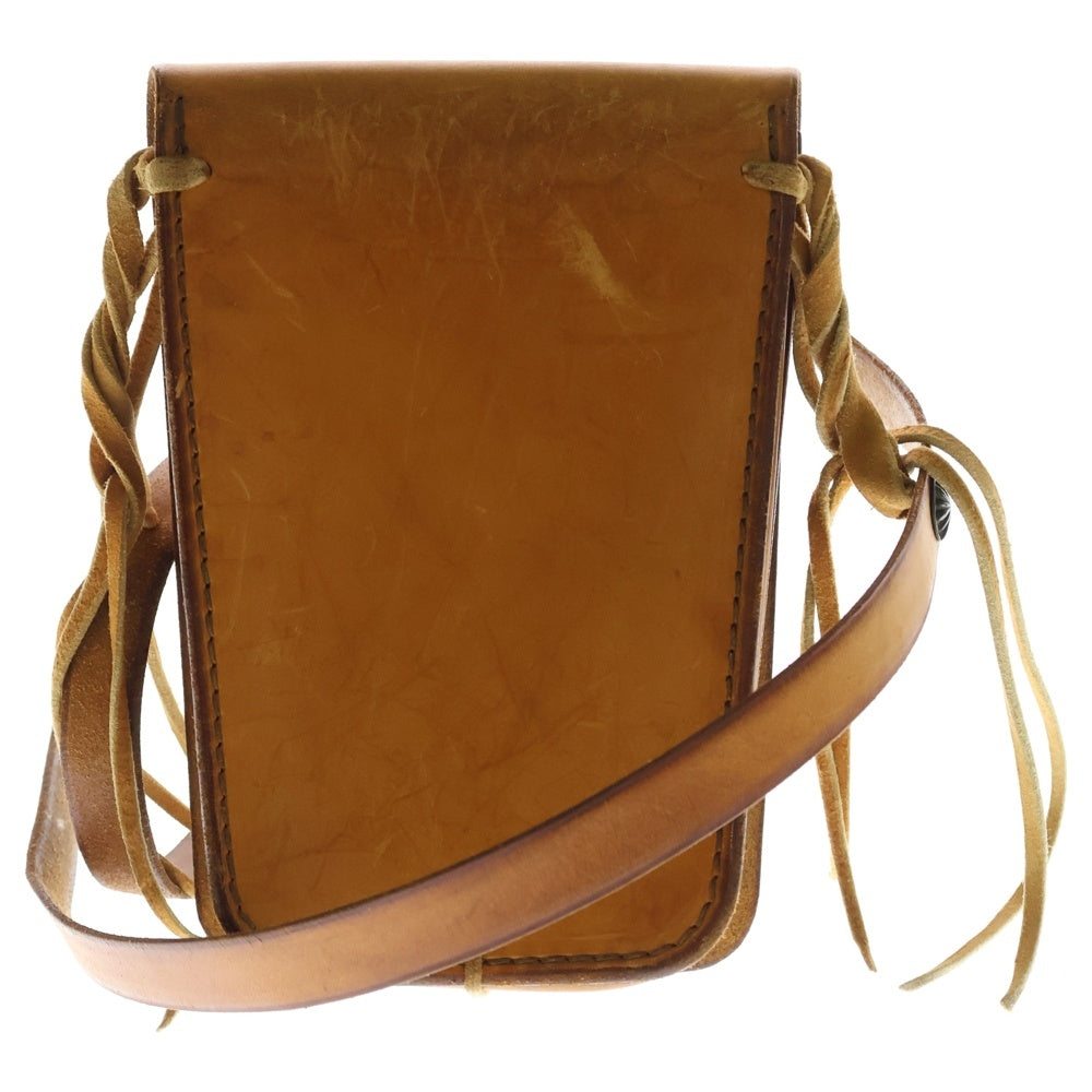 goro's(ゴローズ) メタル付き特大フラワーコンチョ 金縄ターコイズコンチョ付き 長角シングルメディスンバッグ ブラウン