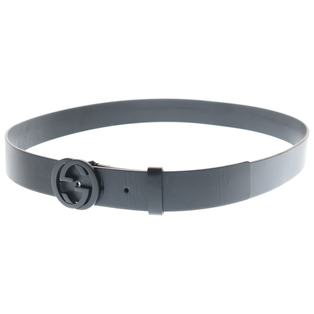 GUCCI(グッチ) インターロッキングGバックル レザーベルト 368186 BGH0V ブラック