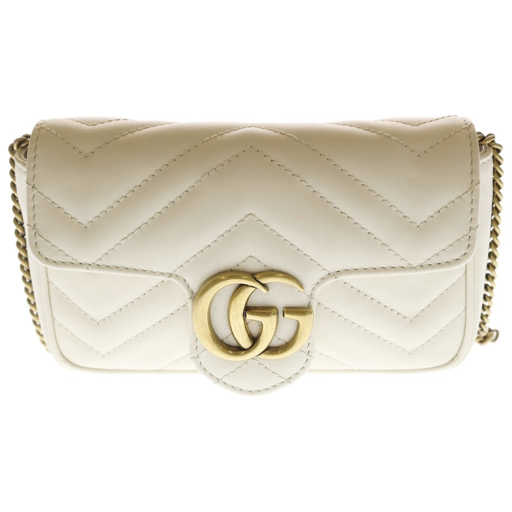 GUCCI(グッチ) GGマーモント ミニレザーチェーンショルダーバッグ 476433 ホワイト レディース