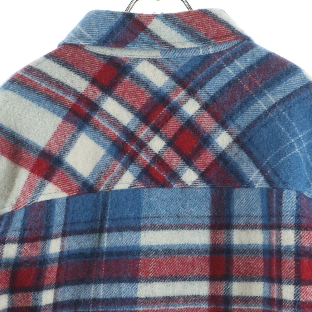 we11done(ウェルダン) 23AW CHECK ANORAK WOOL SHIRT チェックアノラックウールシャツジャケット WDC3JP027 ブルー/レッド