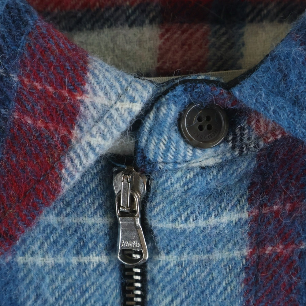 we11done(ウェルダン) 23AW CHECK ANORAK WOOL SHIRT チェックアノラックウールシャツジャケット WDC3JP027 ブルー/レッド