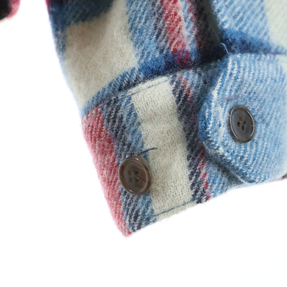 we11done(ウェルダン) 23AW CHECK ANORAK WOOL SHIRT チェックアノラックウールシャツジャケット WDC3JP027 ブルー/レッド