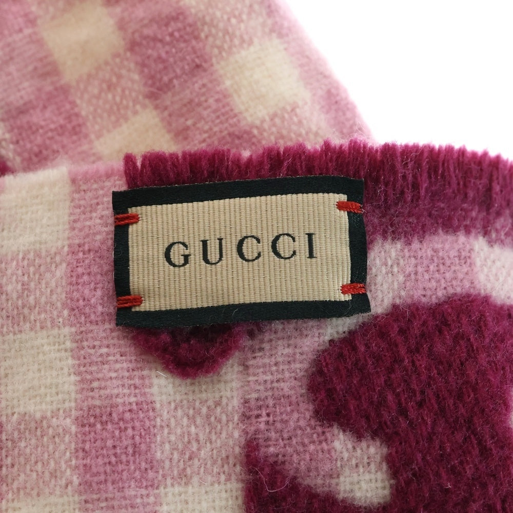 GUCCI(グッチ) GGジャガードフリンジマフラー 644365 3GA69 ピンク