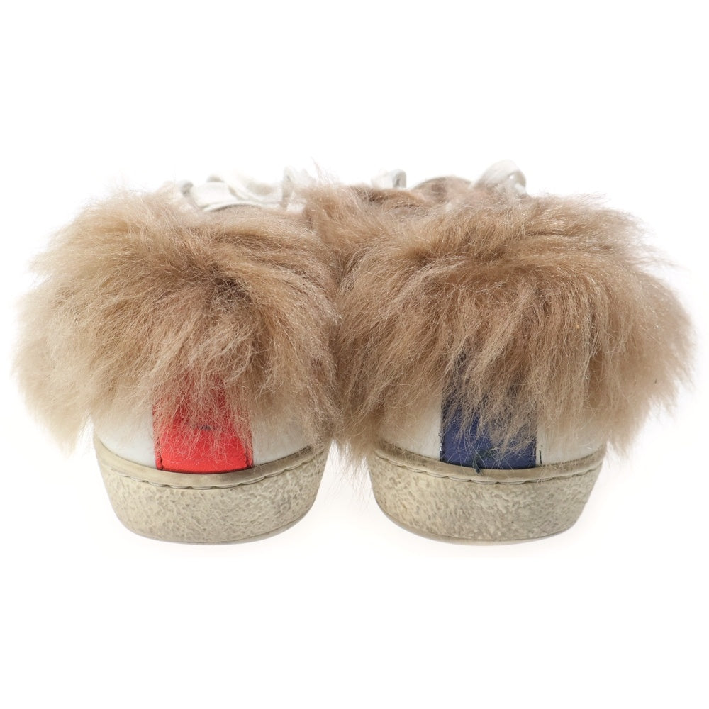 GUCCI(グッチ) Ace Low Top Sneakers With Fur 496093 エースビー刺繍ファーローカットスニーカー ホワイト レディース