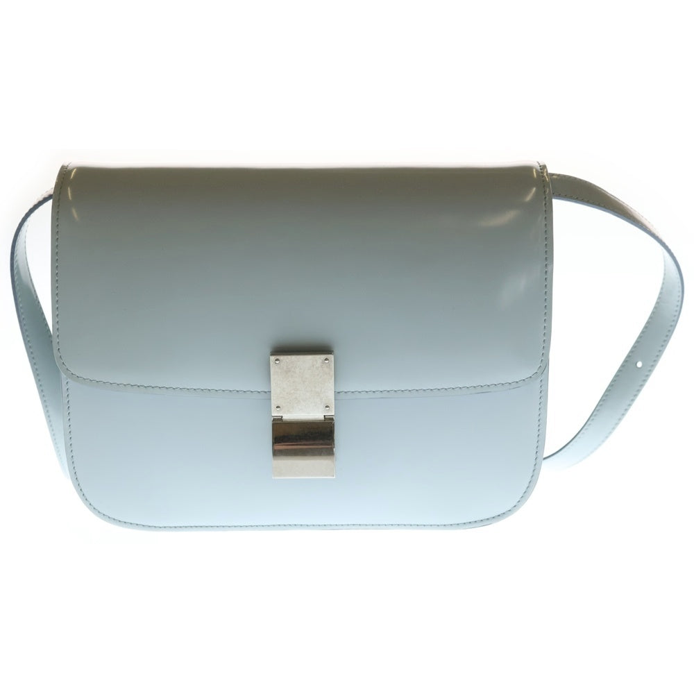 CELINE(セリーヌ) CLASSIC BOX クラシックボックス ミディアム シルバー金具レザーショルダーバッグ ライトブルー レディース