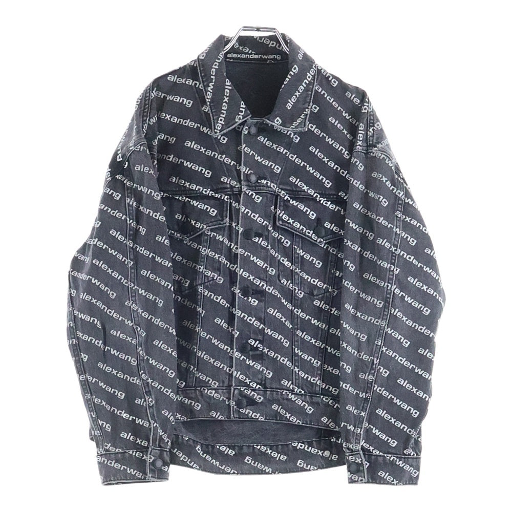 ALEXANDER WANG(アレキサンダーワン) ALL OVER LOGO DENIM JACKET オールオーバーロゴ総柄デニムトラッカージャケット グレー