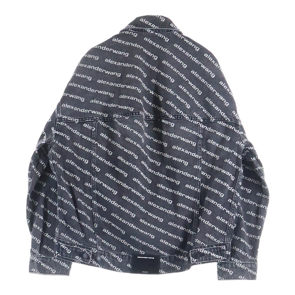 ALEXANDER WANG(アレキサンダーワン) ALL OVER LOGO DENIM JACKET オールオーバーロゴ総柄デニムトラッカージャケット グレー