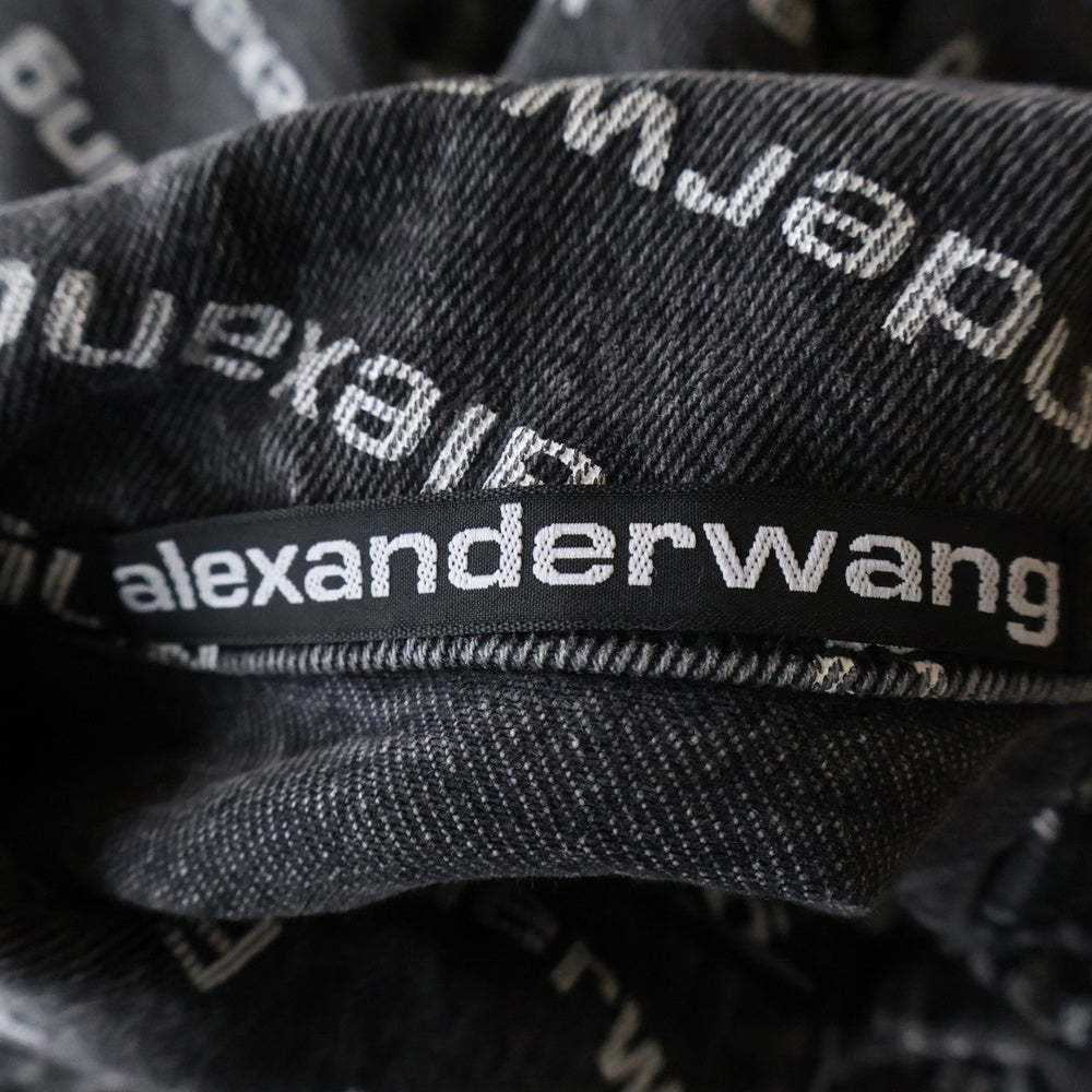 ALEXANDER WANG(アレキサンダーワン) ALL OVER LOGO DENIM JACKET オールオーバーロゴ総柄デニムトラッカージャケット グレー