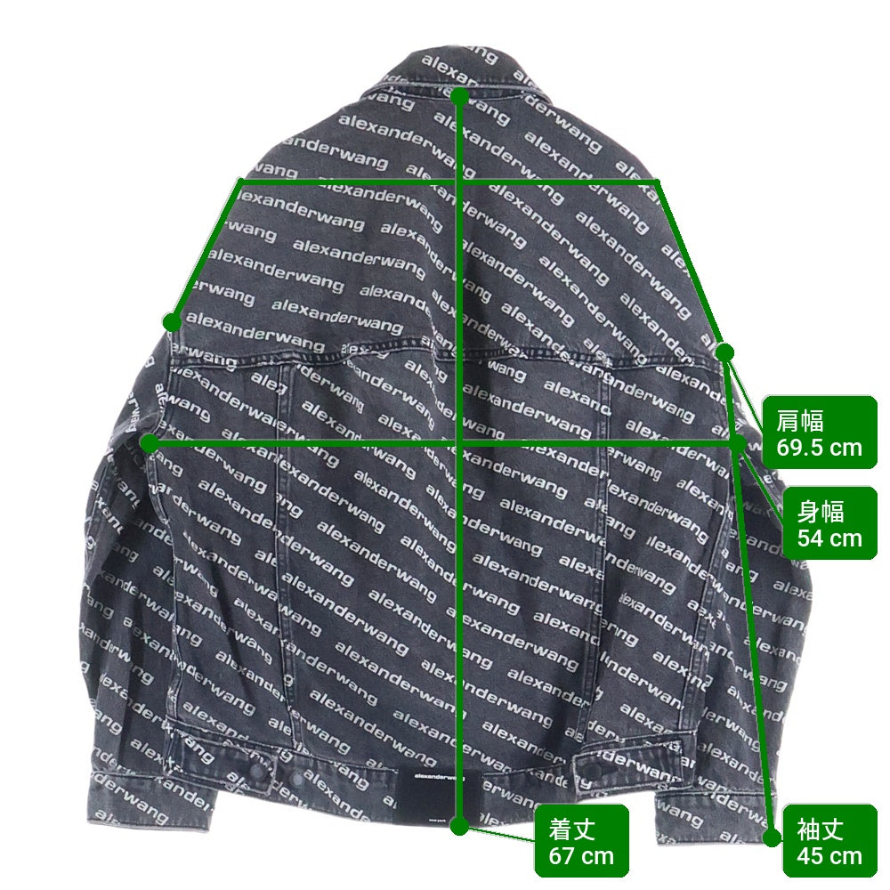 ALEXANDER WANG(アレキサンダーワン) ALL OVER LOGO DENIM JACKET オールオーバーロゴ総柄デニムトラッカージャケット グレー