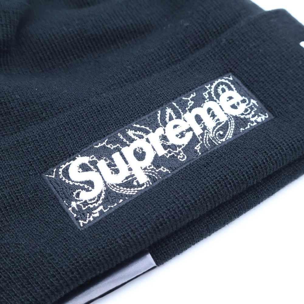SUPREME(シュプリーム) 19AW ×New Era Bandana Box Logo Beanie ニューエラ バンダナ ボックスロゴ ビーニー ニット帽 帽子 ブラック