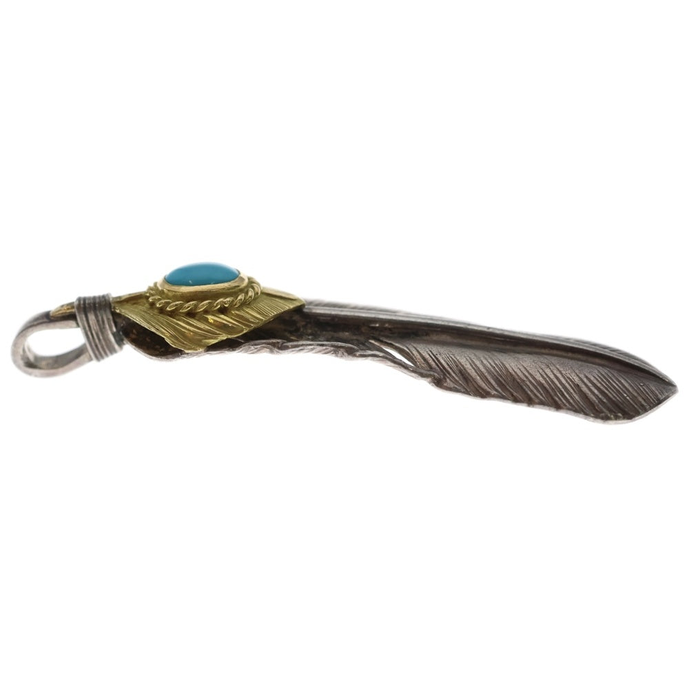 goro's(ゴローズ) 【現行】上金金縄ターコイズ特大フェザー 右向き ペンダントトップ シルバー/ゴールド BGA013