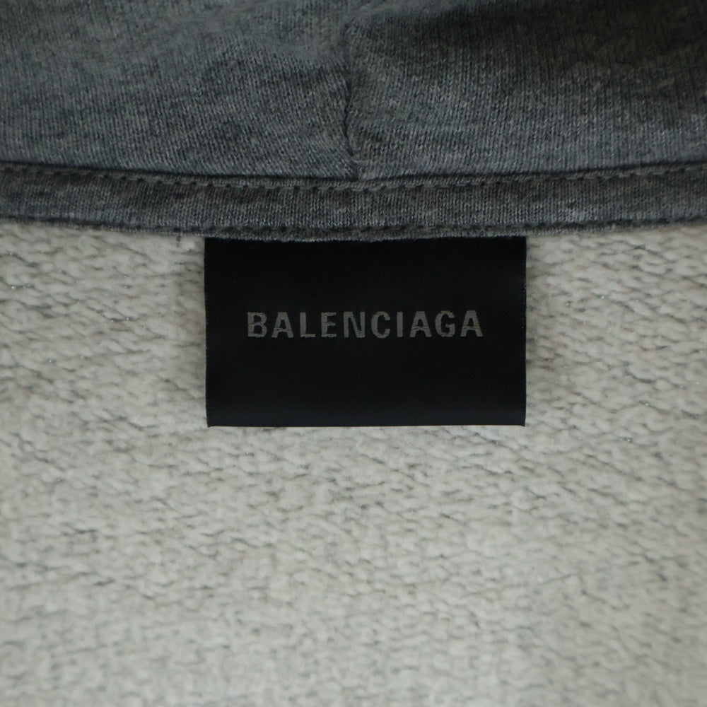 BALENCIAGA(バレンシアガ) 25AW Luxury Script Oversize Zip-up Hoodie ラグジュアリースクリプト ファーオーバーサイズジップアップフーディー パーカー 850330 TTVB5 グレー