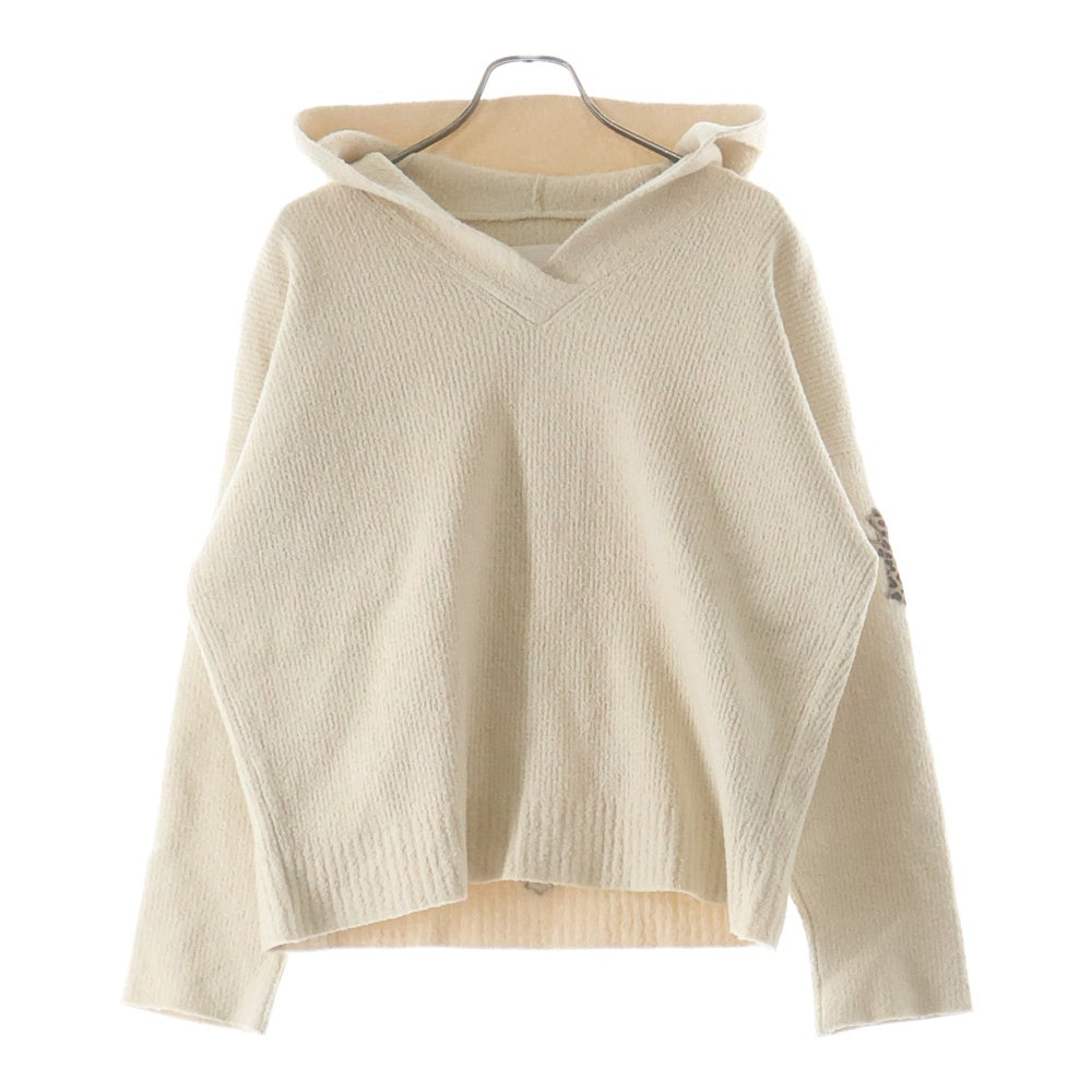 CHROME HEARTS(クロムハーツ) OVERCAST ハラコクロスパッチ カシミヤニットプルオーバーパーカー べージュ
