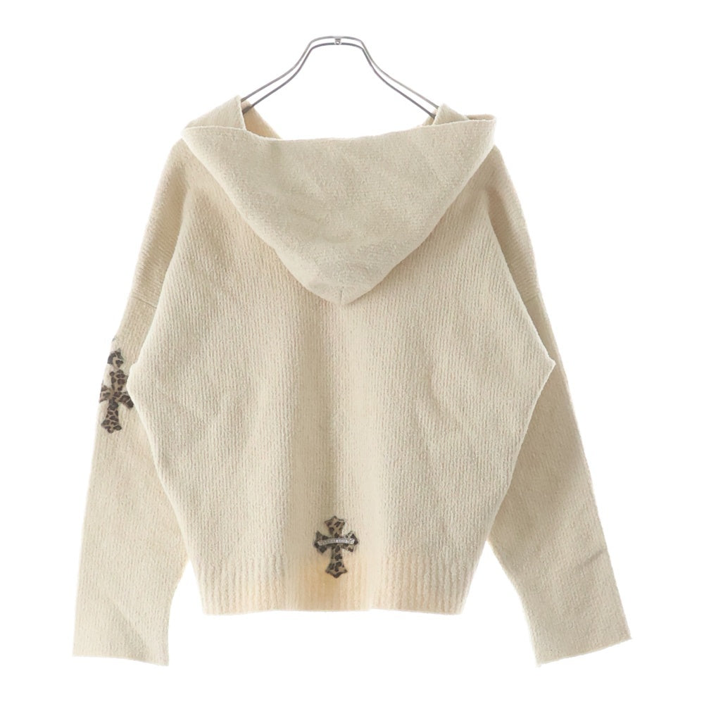 CHROME HEARTS(クロムハーツ) OVERCAST ハラコクロスパッチ カシミヤニットプルオーバーパーカー べージュ