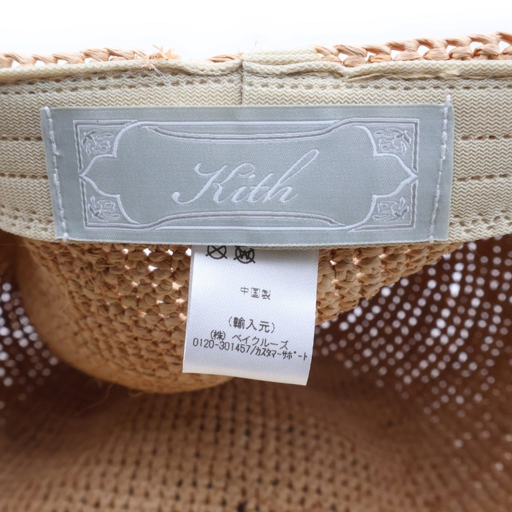 KITH(キス) 24SS Raffia Cap ワンポイントロゴラフィアキャップ 帽子 ナチュラル
