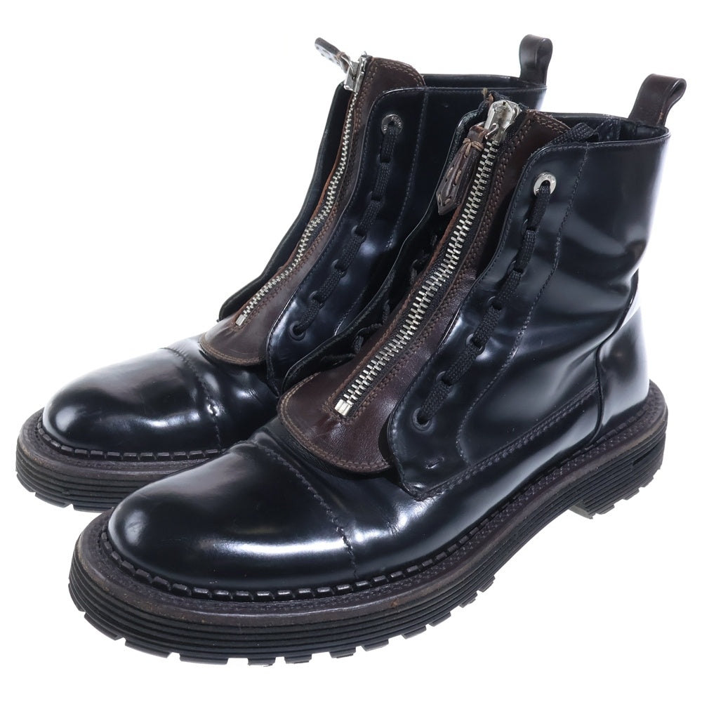 FENDI(フェンディ) ジップレースアップレザーコンバットブーツ 7U0920 ブラック