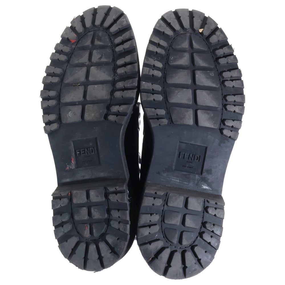FENDI(フェンディ) ジップレースアップレザーコンバットブーツ 7U0920 ブラック